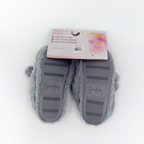 Jessica Simpson Grey Heart Faux Fur Clog Slipper Size Small - Picture 3 of 5